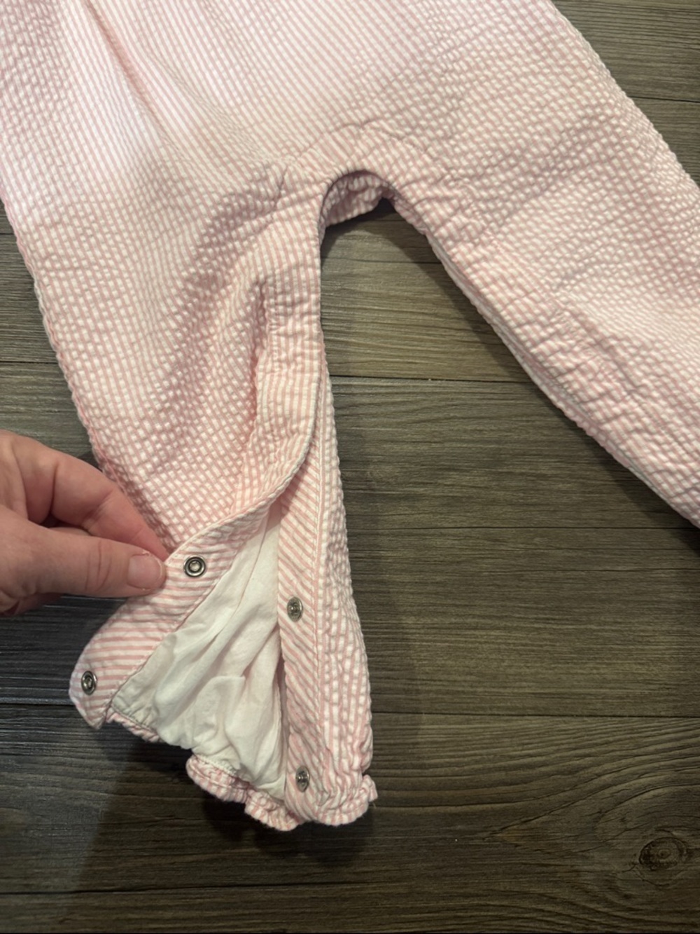 Janie and Jack Pink Striped Seersucker Ruffle Romper. 18-24m. Like new! - Picture 3 of 5